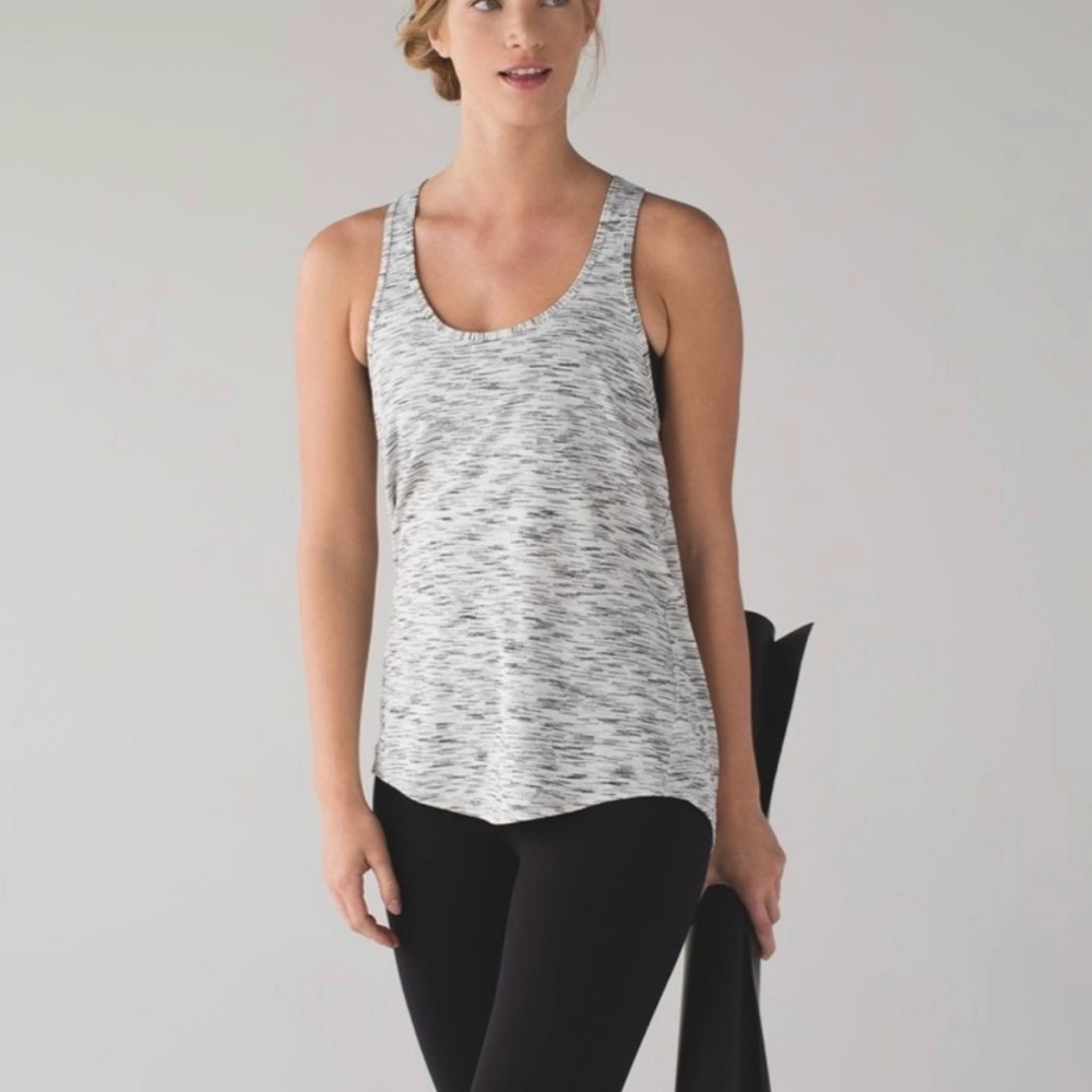Lululemon yoga Singlet tank Gray white Running Top exercise sleeveless Athletic